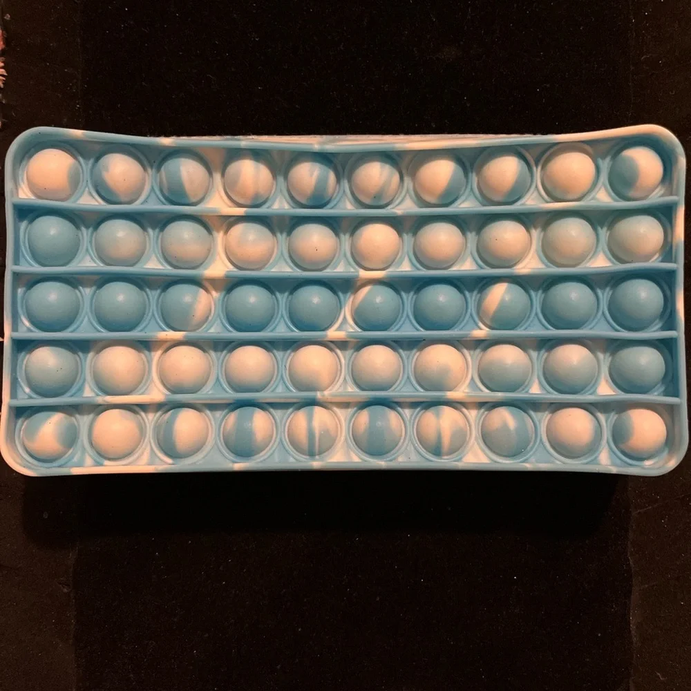Silicone Fidget Pencil Case Push Pop Bubble Sensory Relief Blue Pop It Fidget